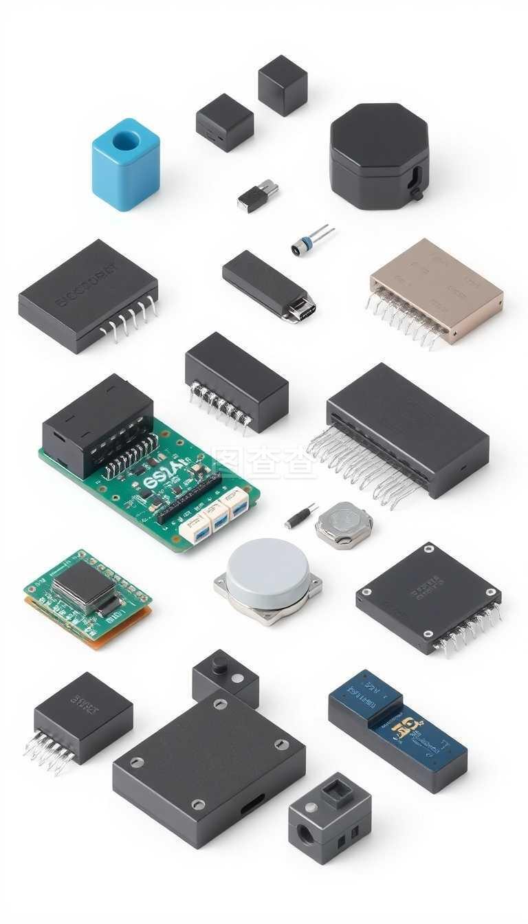 多样的3D电子元件矢量插图 现代电路世界的视觉简史